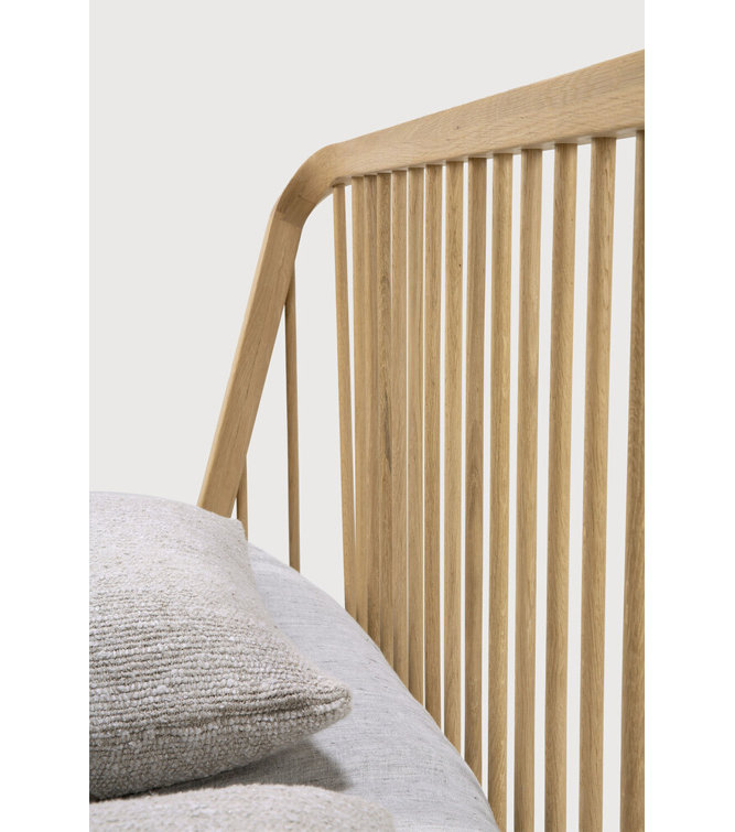 King Oak Wood Spindle Bed Frame with Headboard