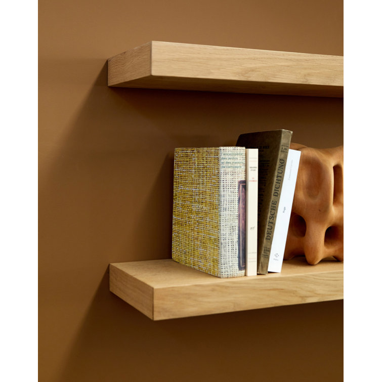 Natural Oak Rectangular Floating Wall Shelf