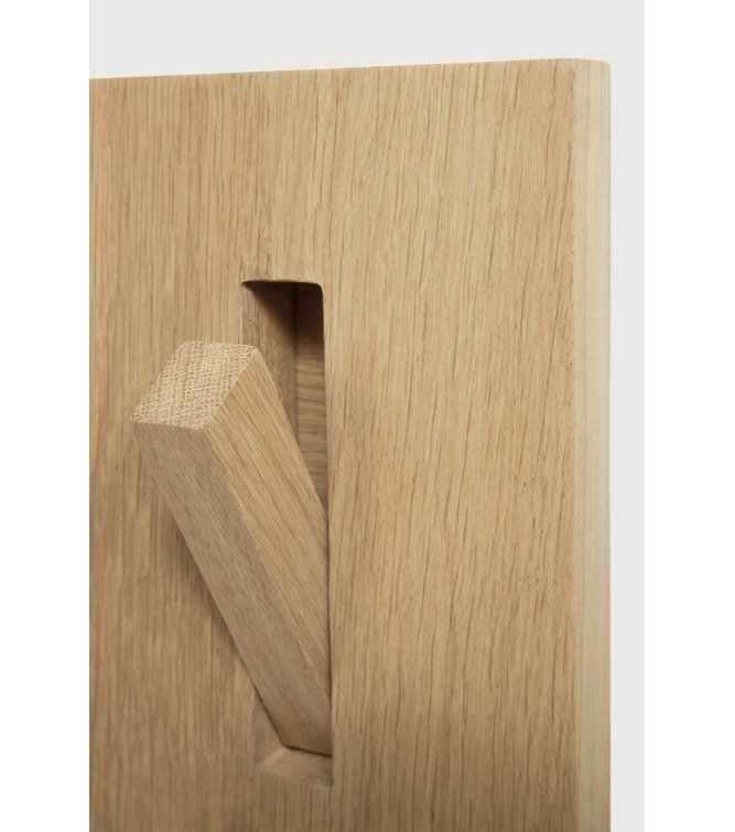 Solid Oak Minimalist 5-Hook Wall Mounted Coat Rack