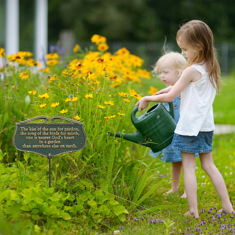 Green and Gold Cast Aluminum Garden Poem Sign with Stake