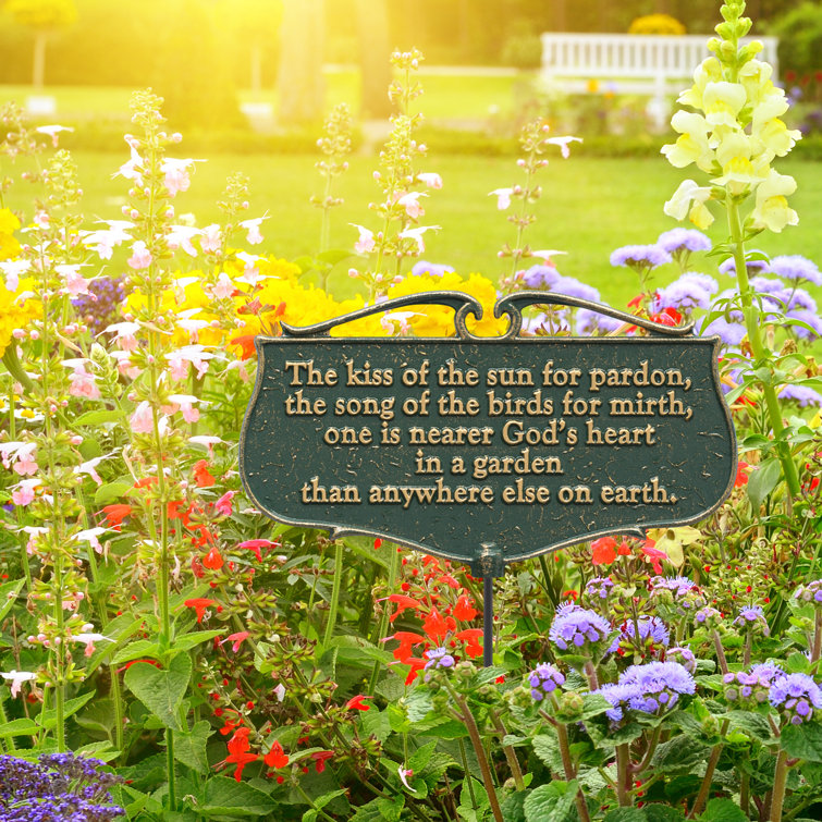 Green and Gold Cast Aluminum Garden Poem Sign with Stake