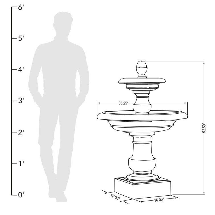 Copper Bronze Cast Stone Weather Resistant Floor Fountain