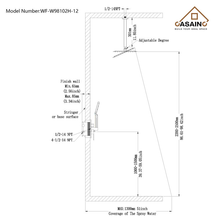 Matte Black Large Square Ceiling Mounted Dual Shower System