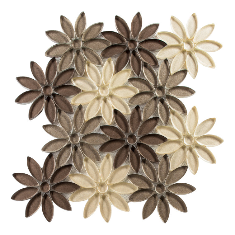 Fresh Dark and Light Brown Floral Mosaic Wall Tile