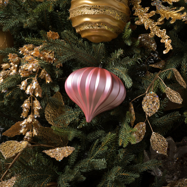 Pewter Shiny Shatterproof Plastic Onion Christmas Ornaments, Set of 3