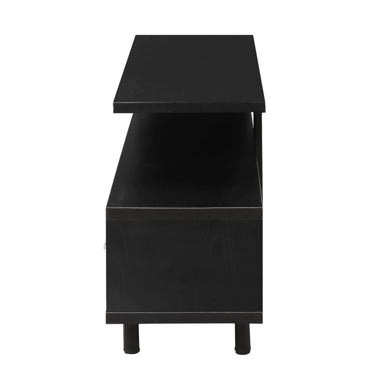 White Modern Engineered Wood TV Stand with Drawer and Shelves