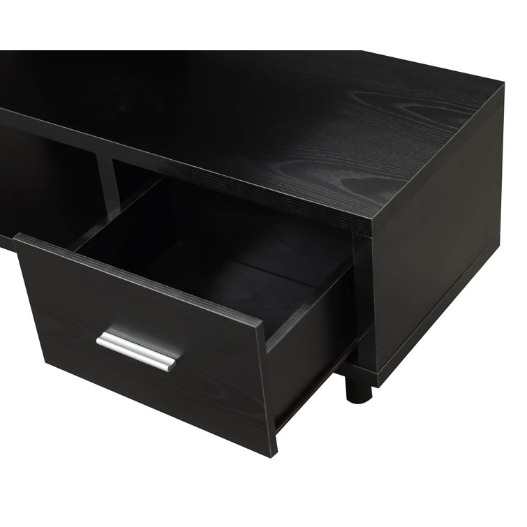 White Modern Engineered Wood TV Stand with Drawer and Shelves