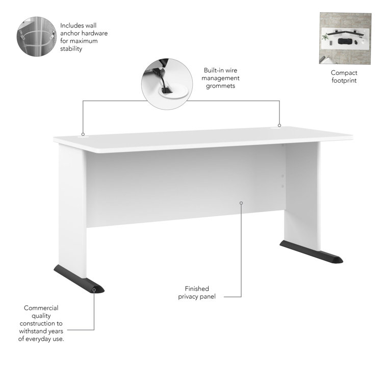 White Engineered Wood 60-Inch Gaming Desk