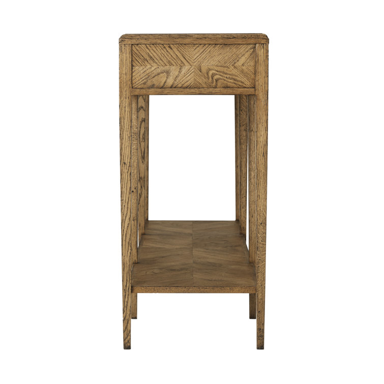 Dawn Oak Mirrored Console Table with Storage