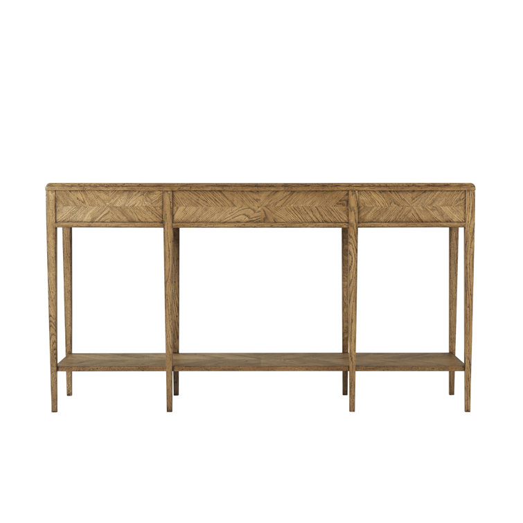 Dawn Oak Mirrored Console Table with Storage