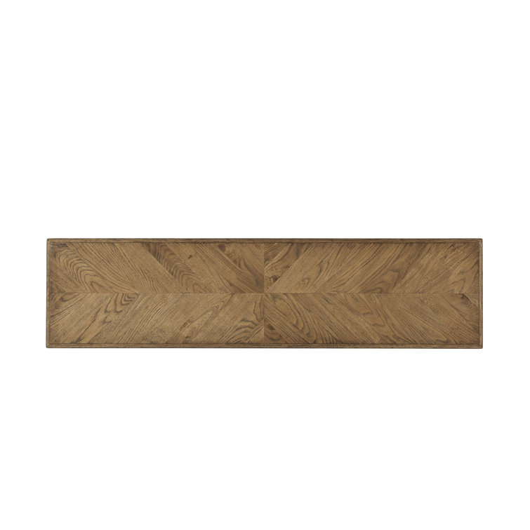 Dawn Oak Mirrored Console Table with Storage