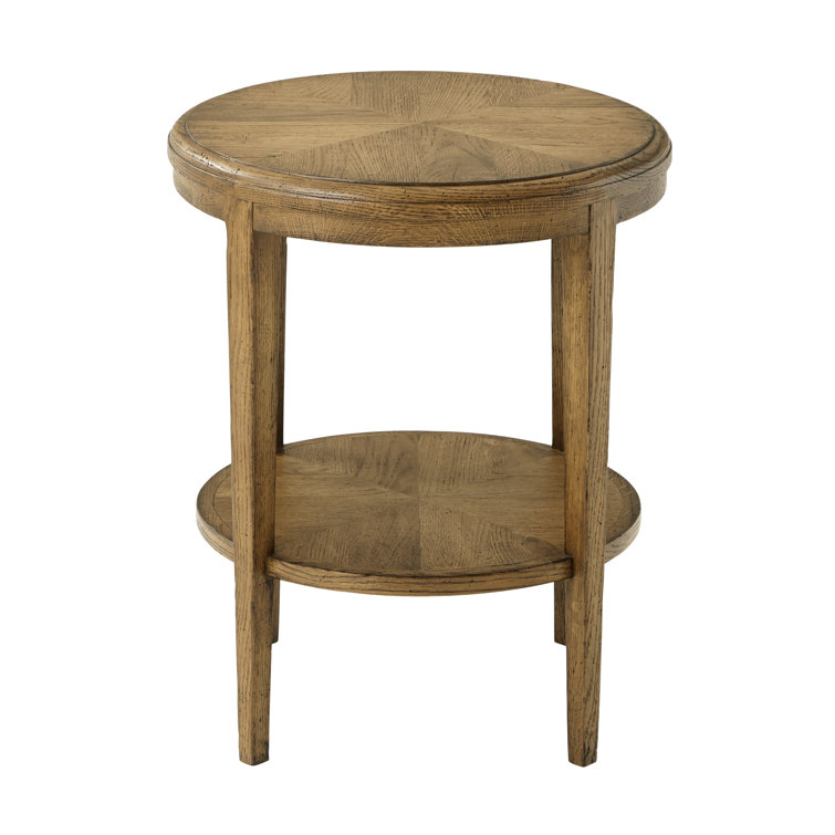 Dawn Oak Two-Tiered Round Side Table