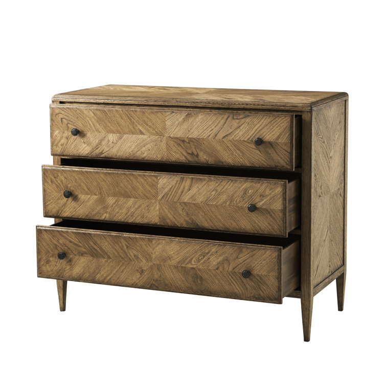 Dawn Oak 3-Drawer Dresser with Bronze Knobs
