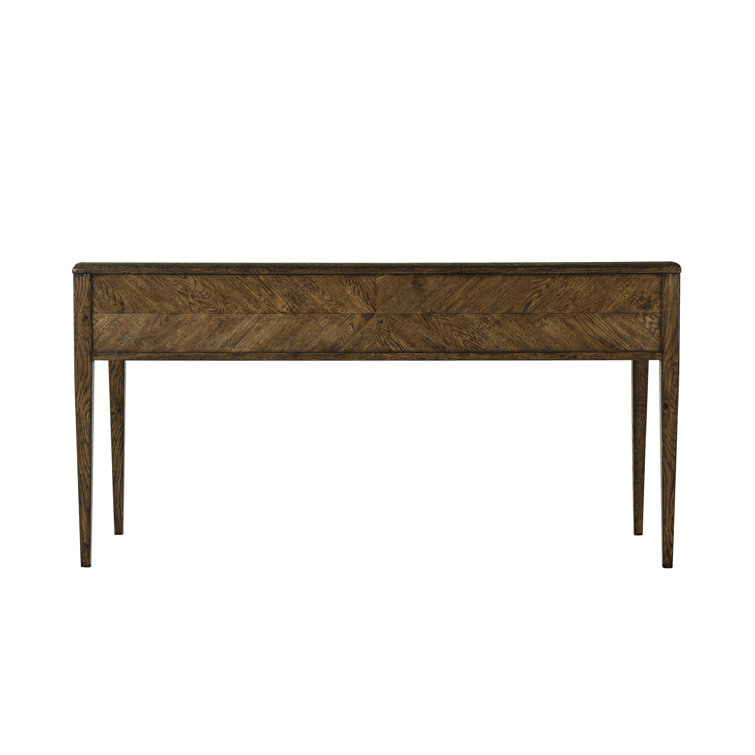 Dusk Starburst Oak Writing Desk with Bronze Handles and Drawers