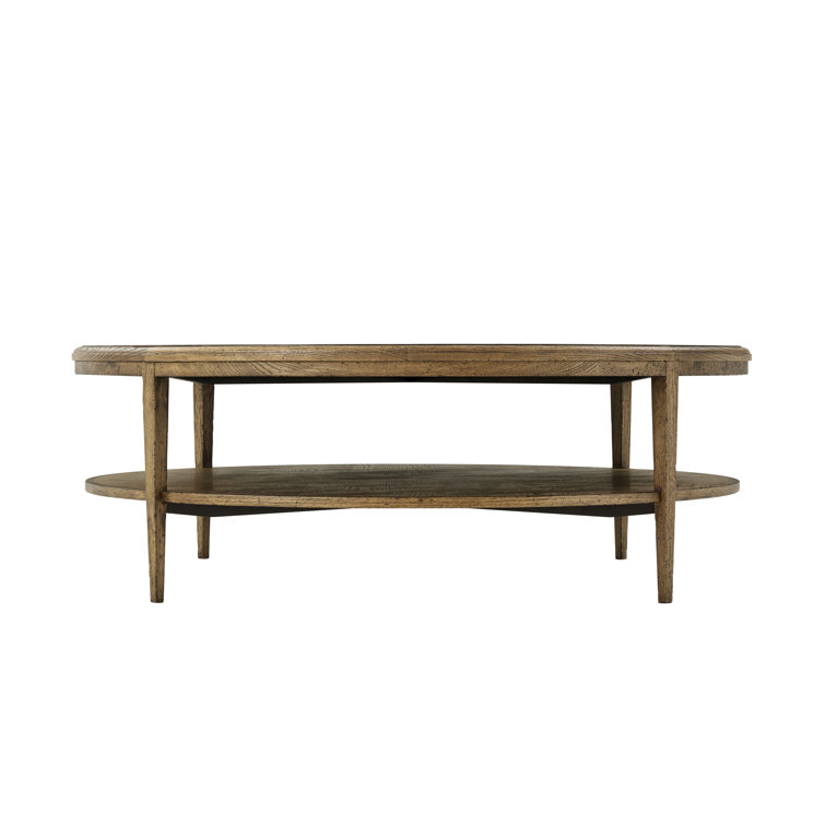 Nova Dawn Round Oak Cocktail Table with Tiered Storage