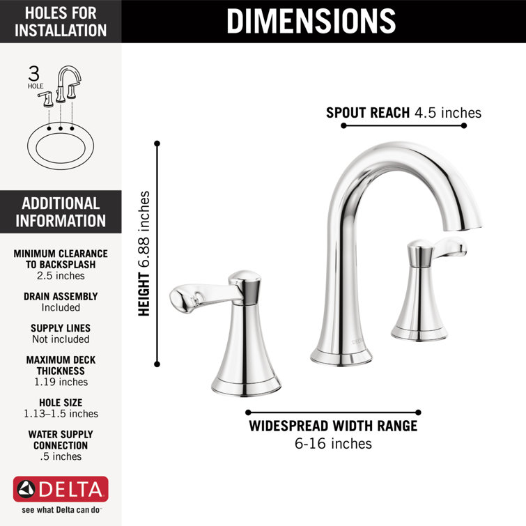 Esato Chrome Widespread 2-Handle Bathroom Faucet with Drain Assembly