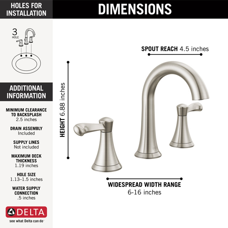 Esato Brushed Nickel Widespread 2-Handle Bathroom Faucet with Drain Assembly