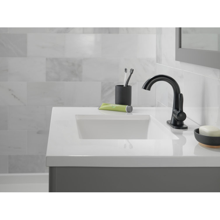 Esato Matte Black Single Handle Bathroom Faucet with Drain Assembly