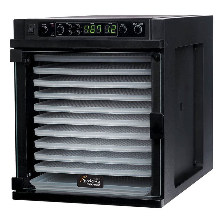 Black 11-Tray Digital Food Dehydrator with Adjustable Thermostat