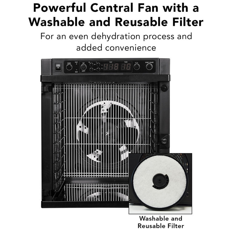 Black 11-Tray Digital Food Dehydrator with Adjustable Thermostat
