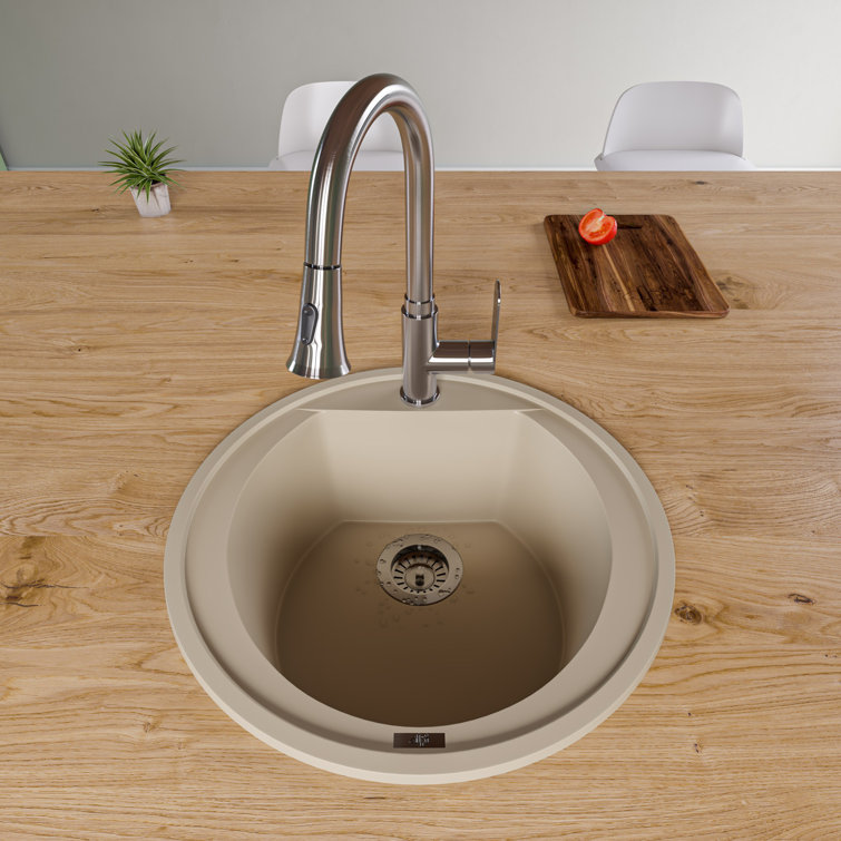 Biscuit Round Granite Composite Farmhouse Kitchen Sink