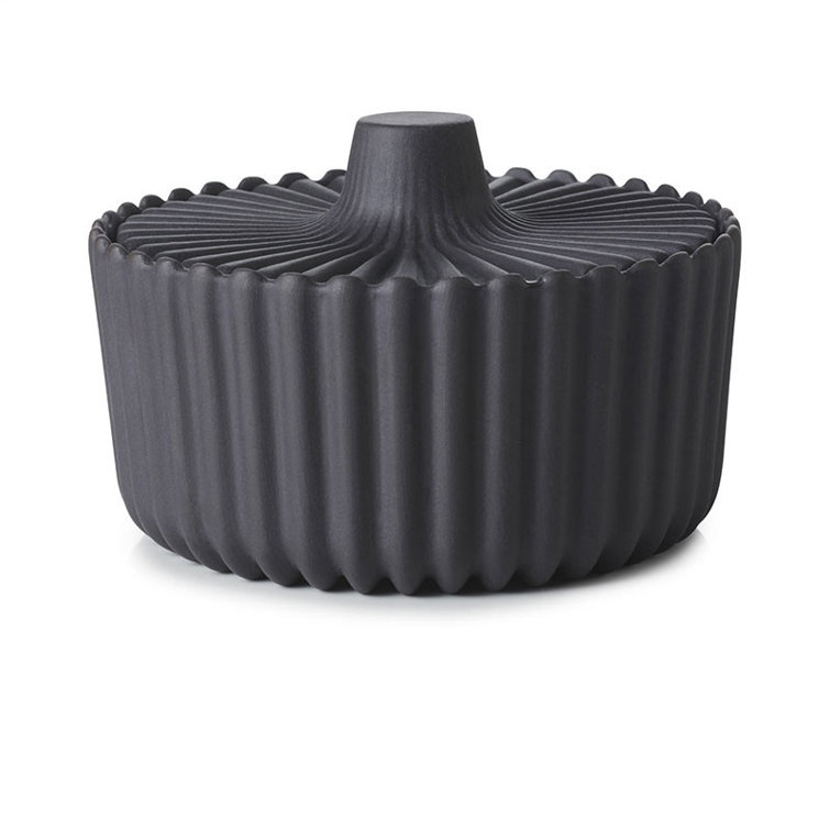 Elegant Black Ceramic Sugar Bowl with Lid
