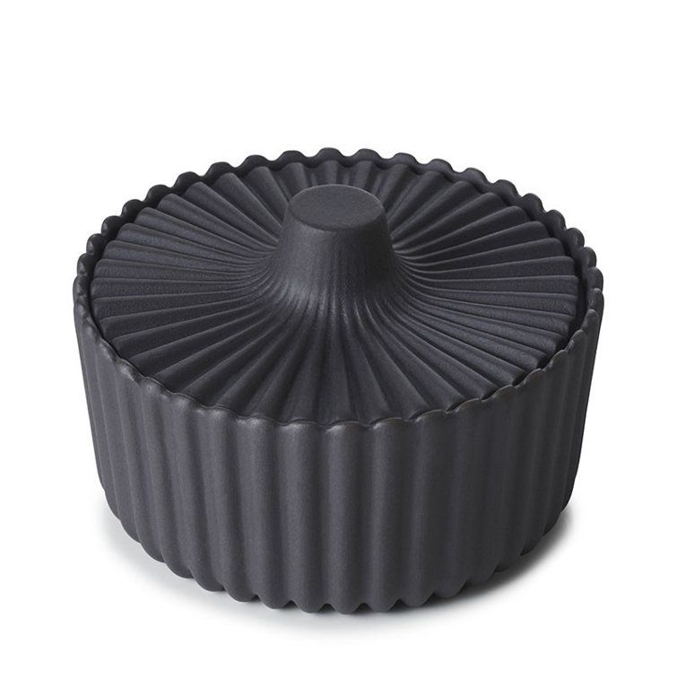 Elegant Black Ceramic Sugar Bowl with Lid