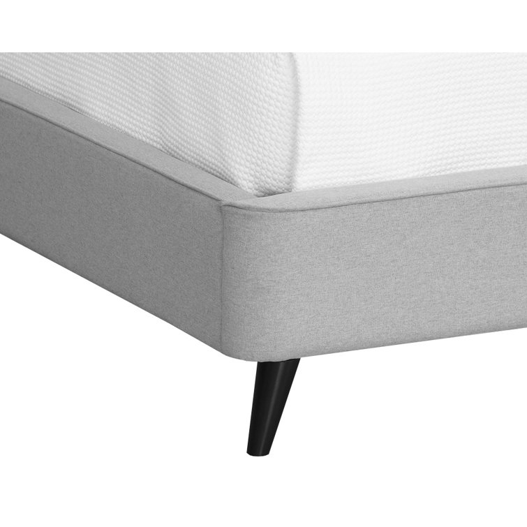 Light Gray Queen Upholstered Tufted Wingback Bed