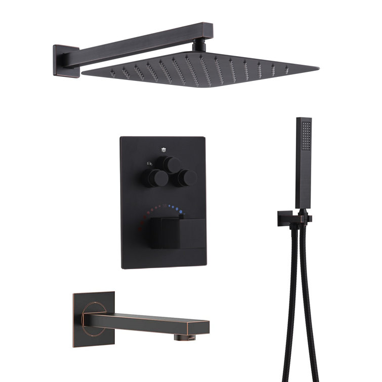 Oil Rubbed Bronze Multi-Head LED Handheld Wall Mounted Shower System