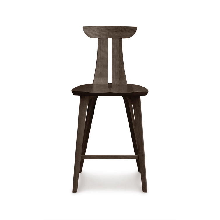 Estelle Smoke Cherry Solid Wood Counter Stool with Saddle Base