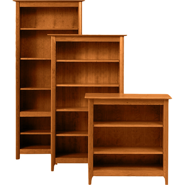 Adjustable Autumn Cherry Solid Wood 3-Tier Bookcase
