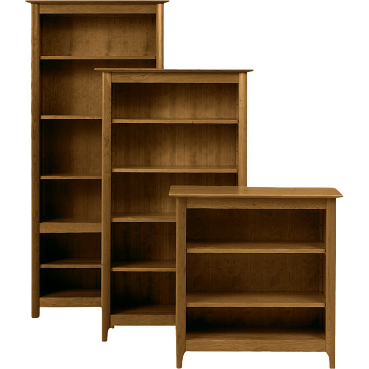 Adjustable Autumn Cherry Solid Wood 3-Tier Bookcase