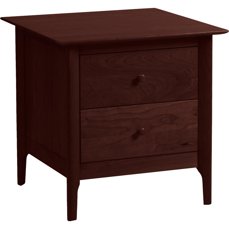 Sarah 24" Smoke Cherry Solid Wood 2-Drawer Nightstand