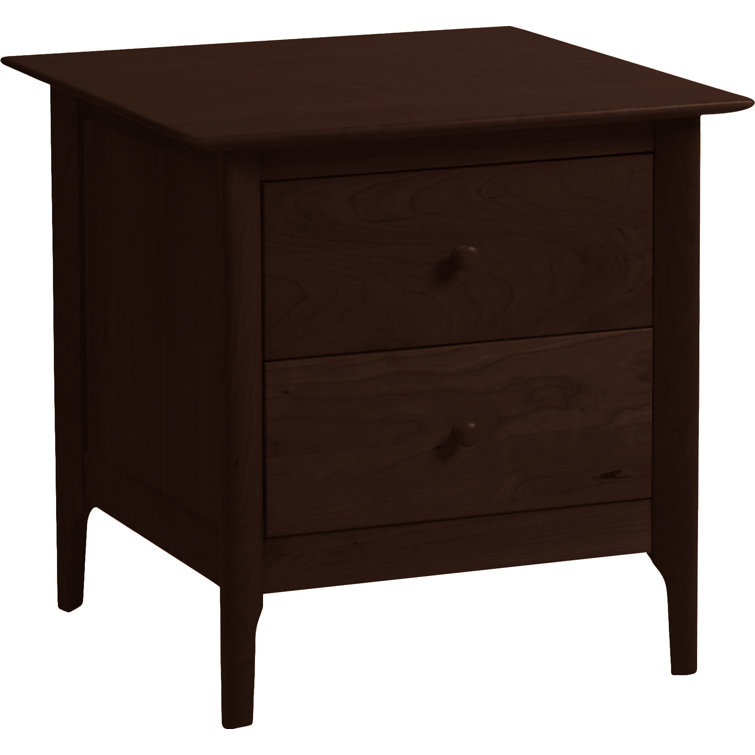 Sarah 24" Smoke Cherry Solid Wood 2-Drawer Nightstand