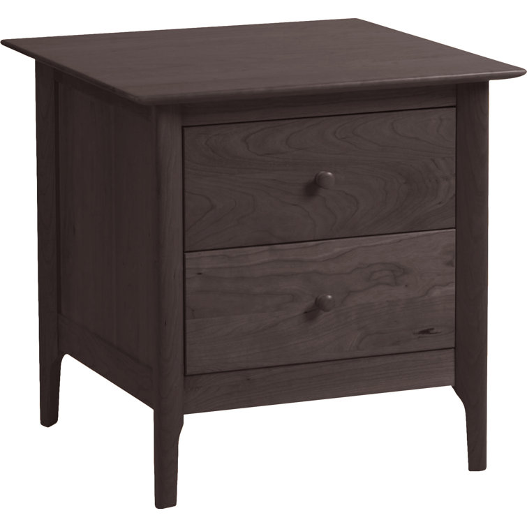 Sarah 24" Smoke Cherry Solid Wood 2-Drawer Nightstand