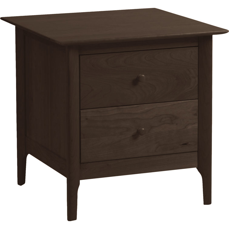 Sarah 24" Smoke Cherry Solid Wood 2-Drawer Nightstand