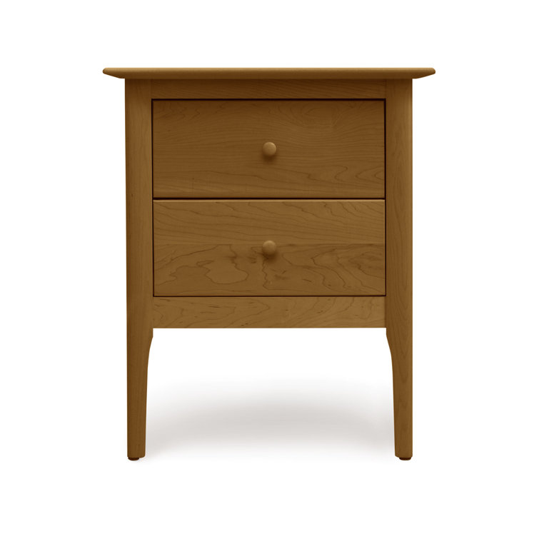 Maple and Cherry Solid Wood 2-Drawer Nightstand