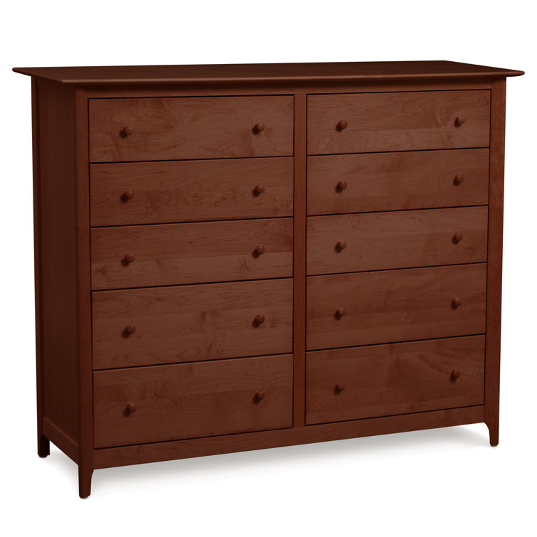 Cognac Cherry Solid Wood 60'' Wide 10-Drawer Dresser