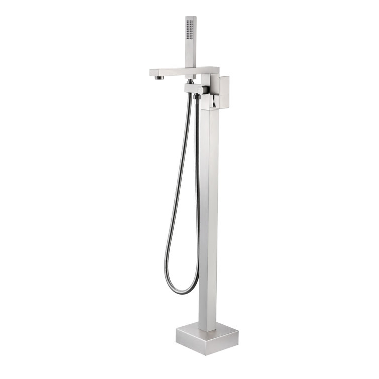 Brushed Nickel Freestanding Tub Faucet with Hand Shower