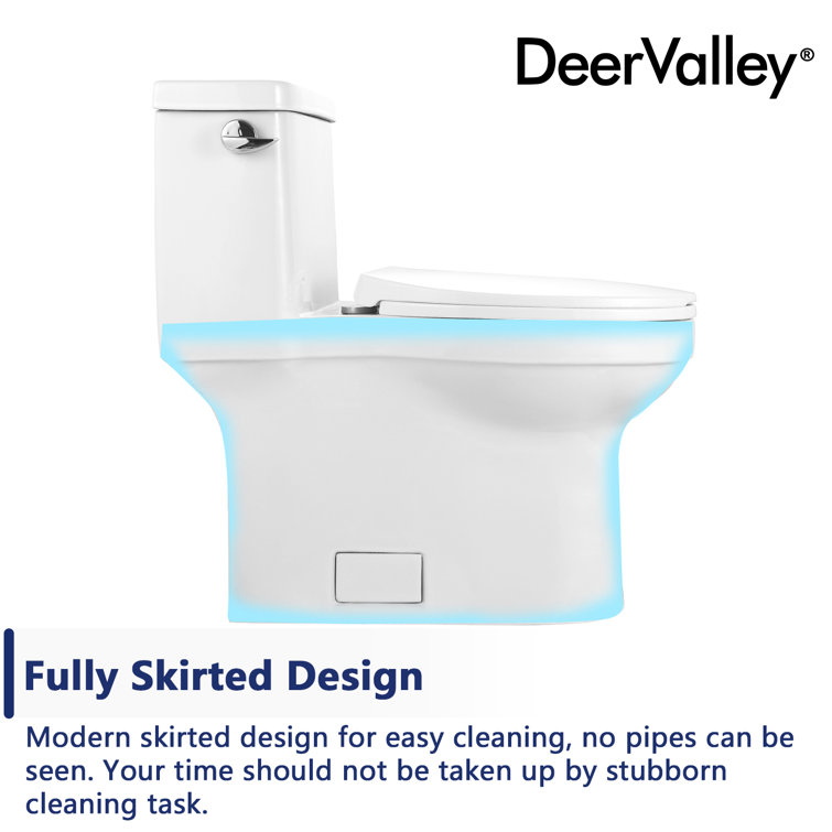 White High Efficiency Elongated One-Piece Toilet with Glazed Surface