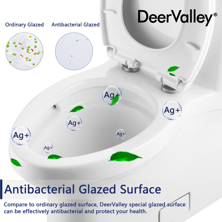 White High Efficiency Elongated One-Piece Toilet with Glazed Surface