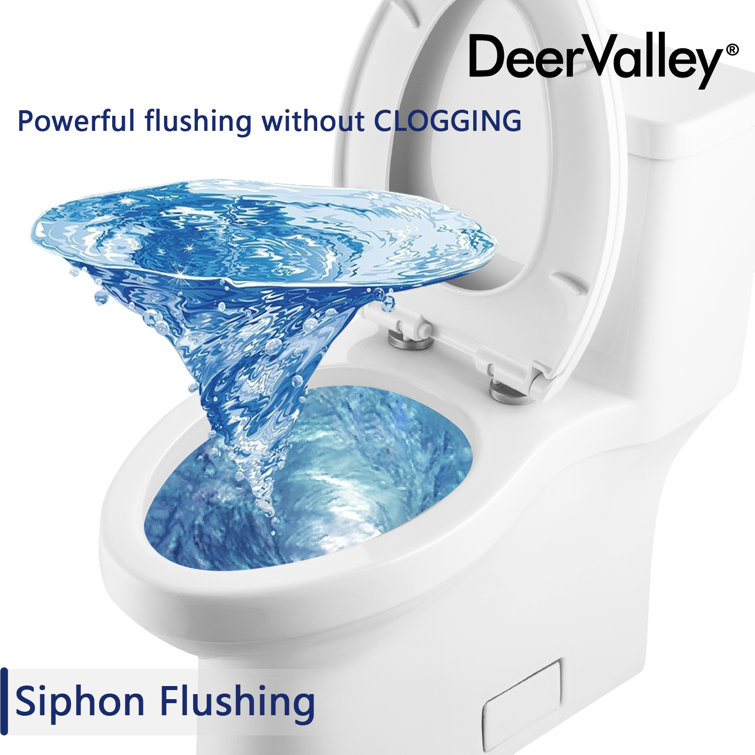 White High Efficiency Elongated One-Piece Toilet with Glazed Surface