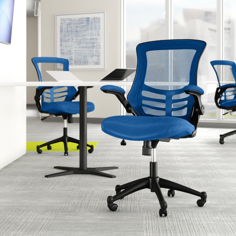 Modern Blue Mesh and White Plastic Ergonomic Swivel Task Chair