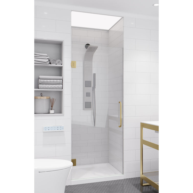 72" H x 24" W Frameless Shower Door with Brushed Gold Hardware