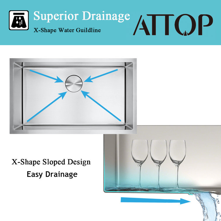 32'' Stainless Steel Double Bowl Undermount Kitchen Sink