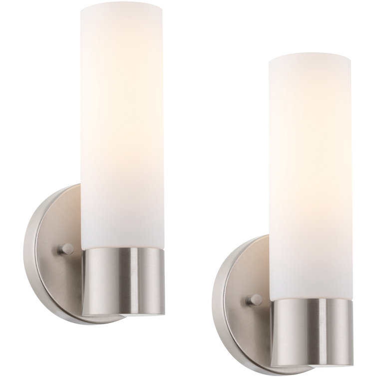 Brushed Nickel 10" Modern Wall Sconce with Frosted Glass Shade