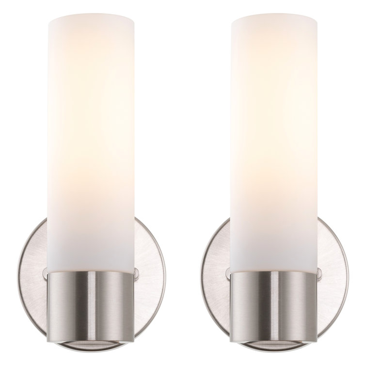 Brushed Nickel 10" Modern Wall Sconce with Frosted Glass Shade