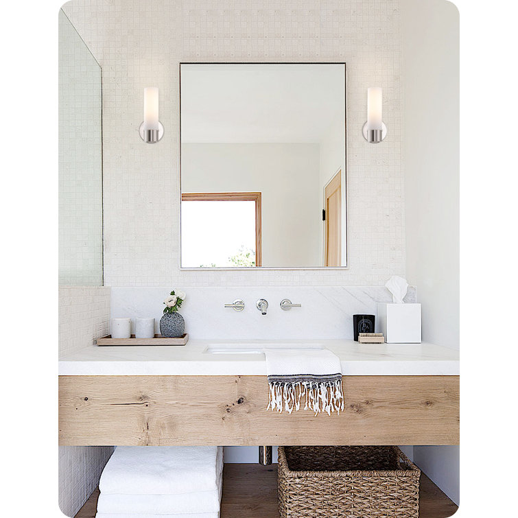 Brushed Nickel 10" Modern Wall Sconce with Frosted Glass Shade
