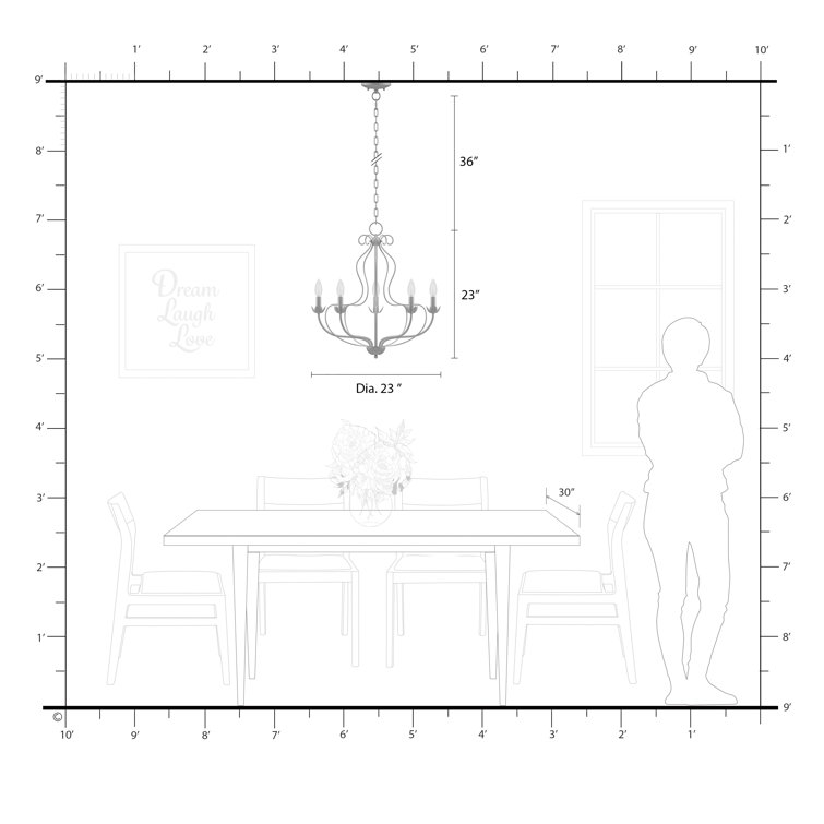 Elegant Katarina 5-Light Chandelier in Shiny Black with Chrome Accents