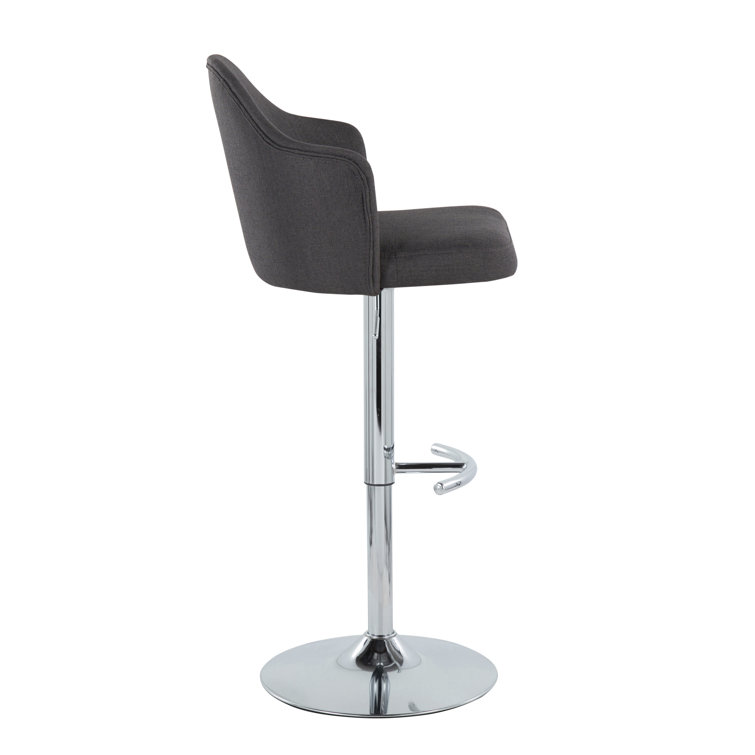 Charcoal Adjustable Swivel Bar Stools with Metal Base, Set of 2